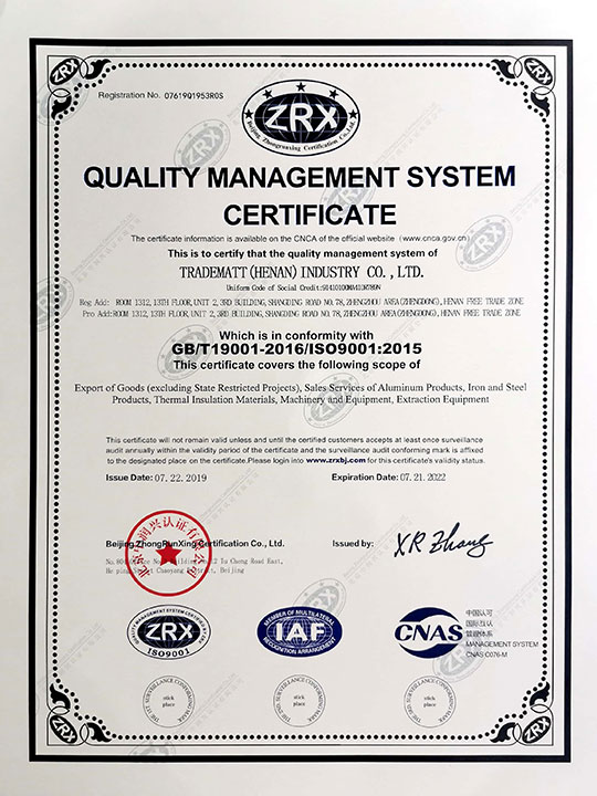 Tradematt ISO19001